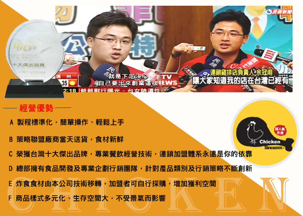 雞大爺 炸食連鎖事業-鹹酥雞加盟.雞排加盟.美式炸雞加盟 加盟優勢