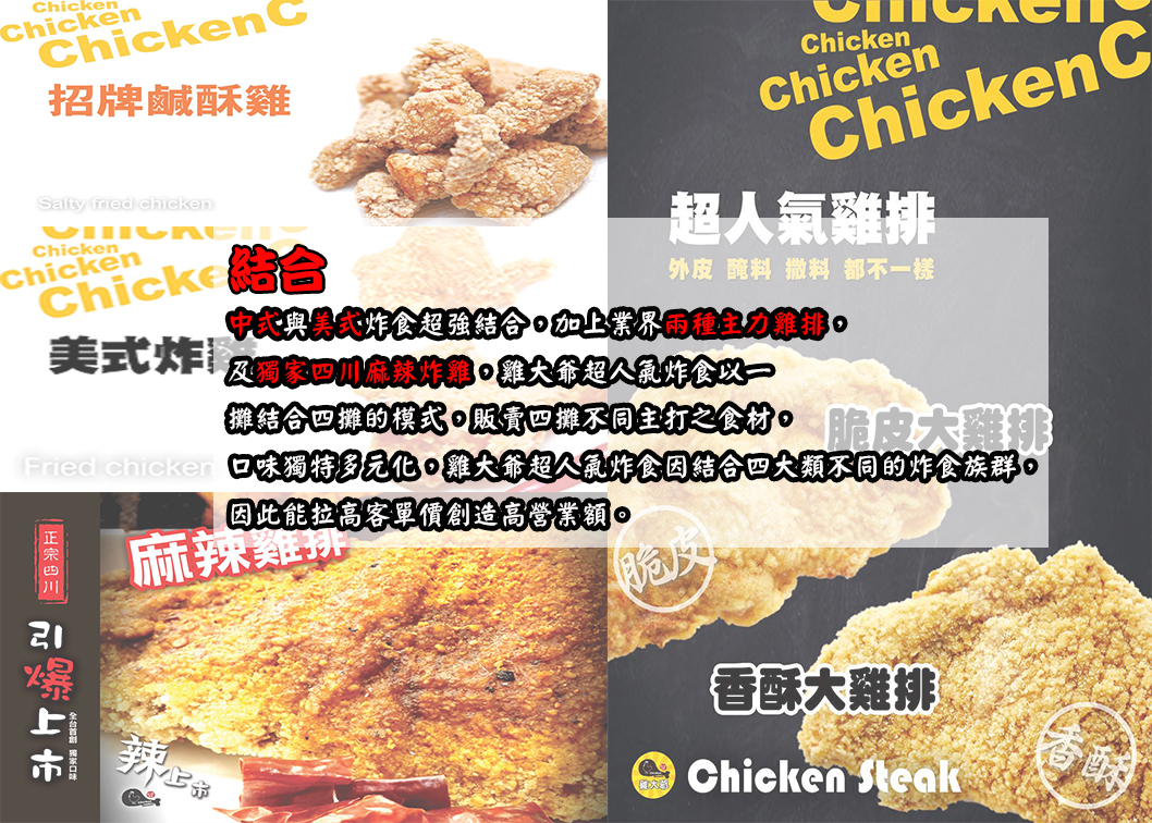 雞大爺 炸食連鎖事業-鹹酥雞加盟.雞排加盟.美式炸雞加盟 加盟優勢