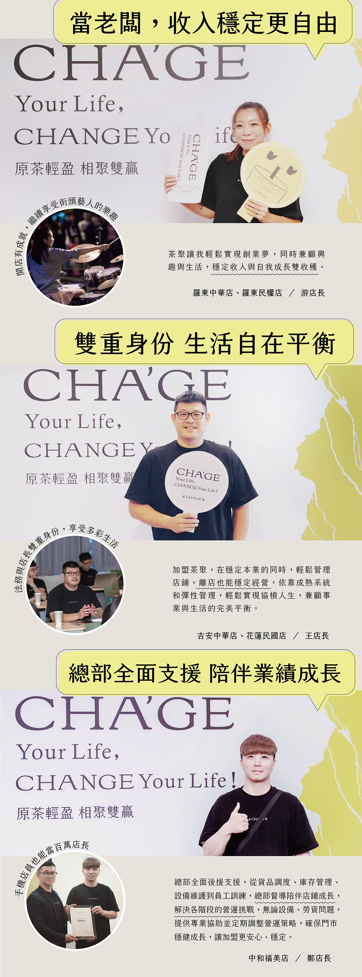 茶聚 CHA'GE 加盟優勢
