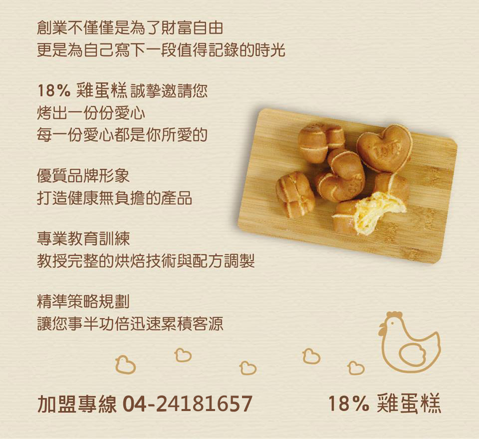 18%雞蛋糕 加盟優勢