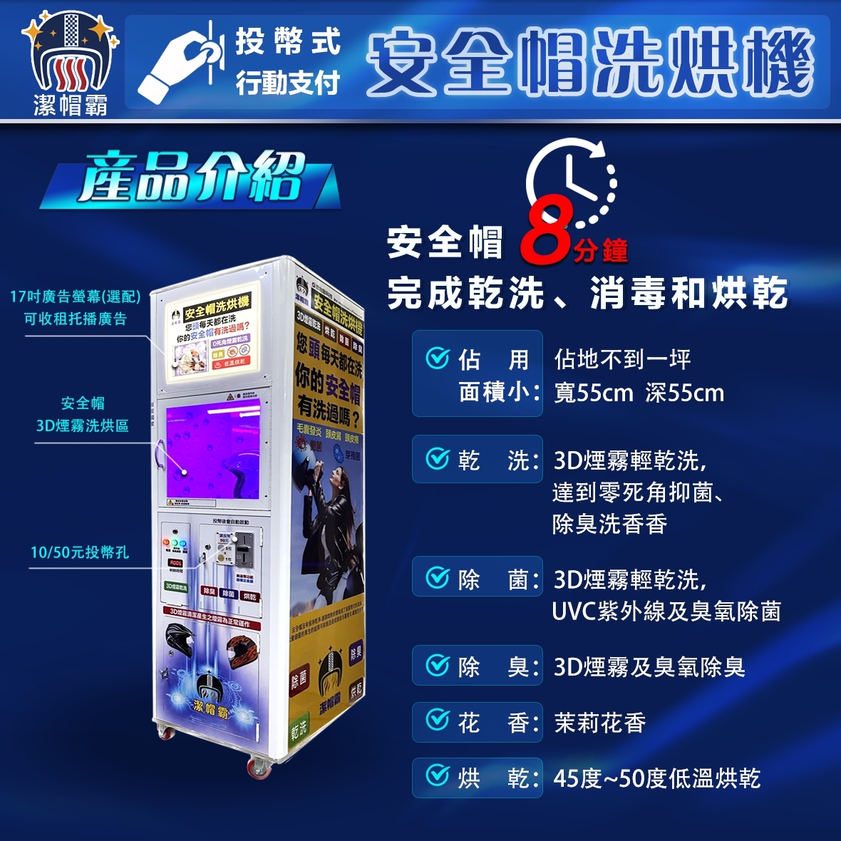 潔帽霸 安全帽洗烘機 加盟優勢