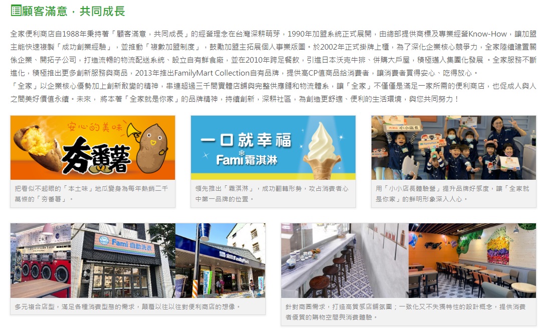 全家便利商店 加盟優勢