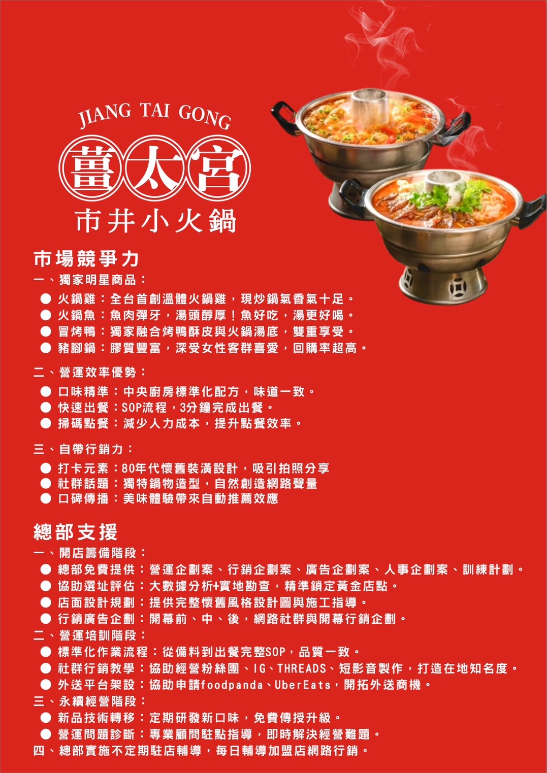 薑太宮 市井小火鍋 加盟優勢