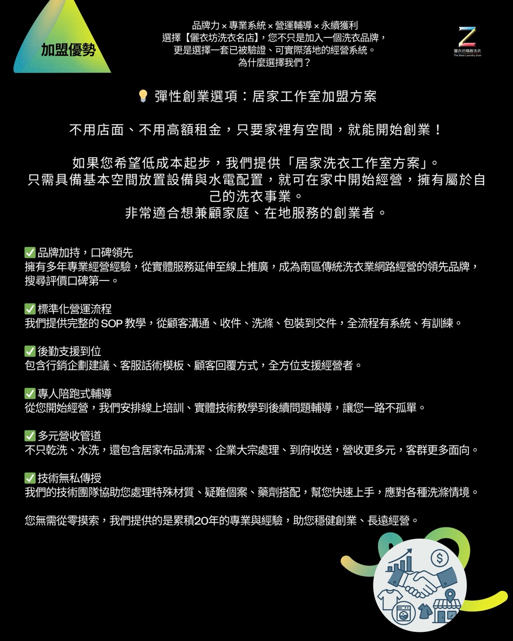 儷衣坊專業乾洗 加盟優勢