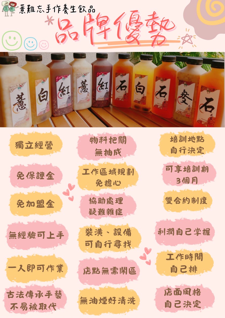 薏難忘手作養生飲品 加盟優勢